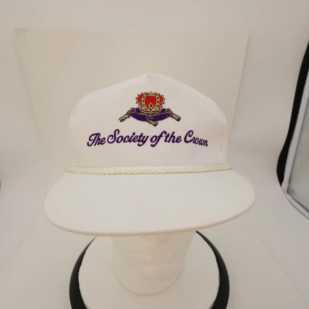 Vintage The Society of the Crown White Rope Snapback Hat Purple Gold Embroidery